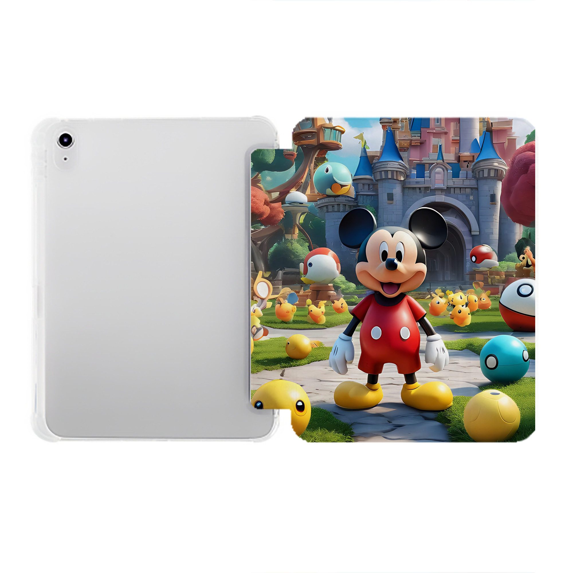 （画像用） ミッキーマウス Mickey Mouse IPad ケース ペン収納付き 三つ折りスタンド PUレザー×シリコン 対応機種9.5/10.5/10.9インチ